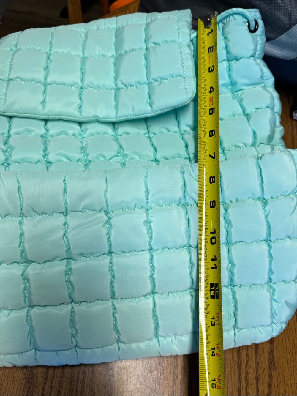 Iris Puff Backpack by Iris & Rainbow features a mint green quilted puffer design - Picture 5 of 7